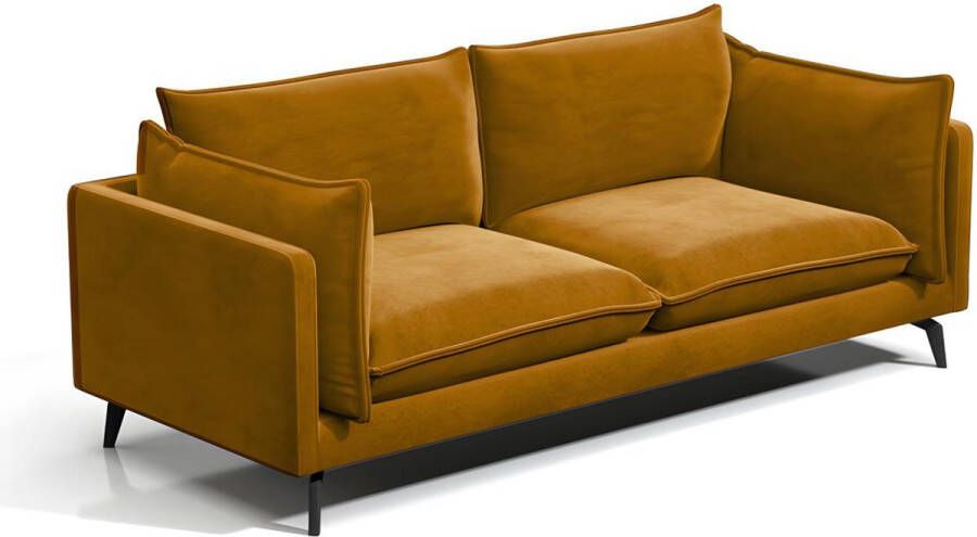 Pascal Morabito Driezitsbank van fluweel KESTREL Mosterdgeel van L 209 cm x H 85 cm x D 87 cm - Foto 2