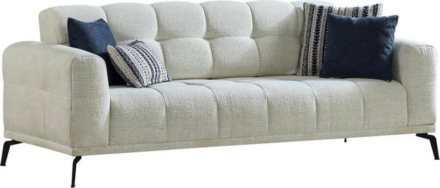 Pascal Morabito Driezitsbank van gechineerd witte stof RICADI van L 228 cm x H 88 cm x D 97 cm - Foto 2