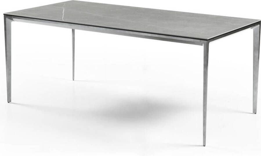 Pascal Morabito Eettafel 6 plaatsen van keramiek en metaal Grijs marmereffect DUSIANE van L 180 cm x H 74 cm x D 90 cm - Foto 2