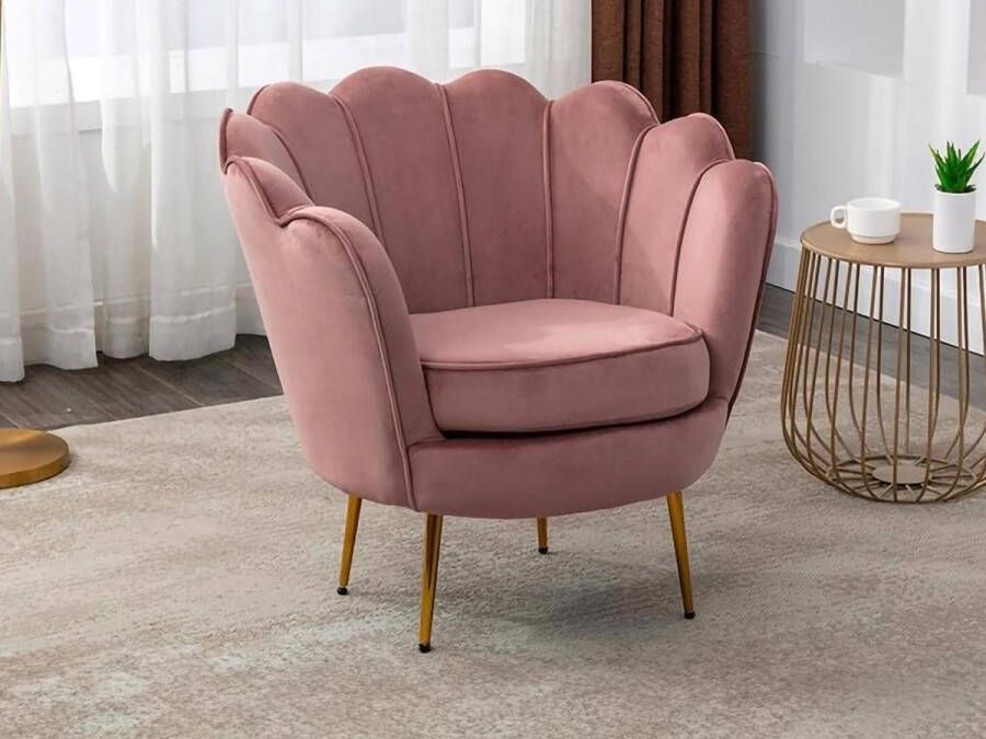 Pascal Morabito Fauteuil van fluweel DANDELION Roze van L 78 cm x H 76.5 cm x D 75 cm - Foto 3