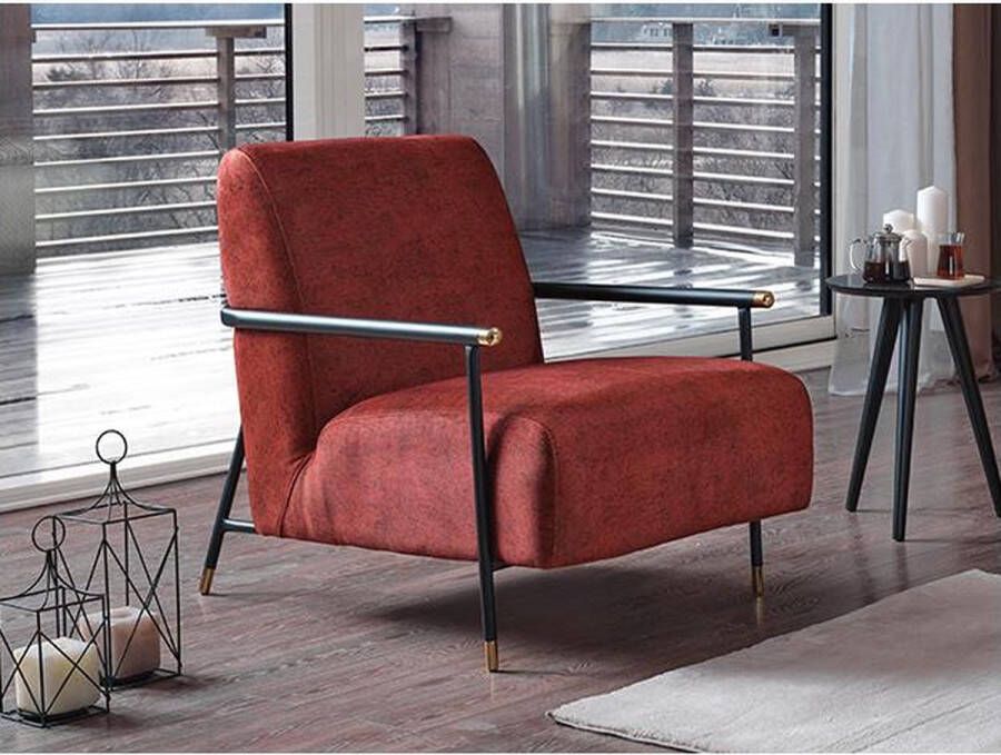 Pascal Morabito Fauteuil van rood velours MONESI van L 70 cm x H 84 cm x D 95 cm