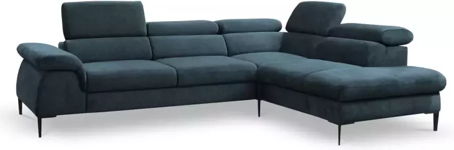 Pascal Morabito Grote hoekslaapbank SEPINA van Stof nachtblauw Hoek rechts L 280 cm x H 75 cm x D 214 cm - Foto 2