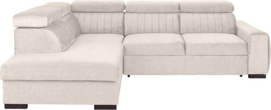Pascal Morabito Grote slaapbank met hoek links in beige stof LARICA van L 275 cm x H 85 cm x D 218 cm