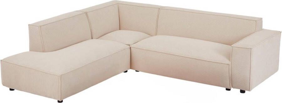 Pascal Morabito Grote hoekbank met hoek links van beige ribfluweel BORORE van L 256 cm x H 75 cm x D 231 cm - Foto 3