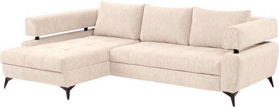 Hoekslaapbank met hoek links van beige stof met textuur AMARONI van Pascal Morabito L 267 cm x H 90 cm x D 188 cm - Foto 2