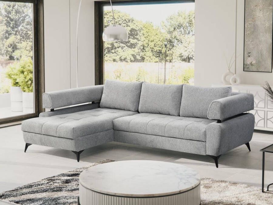 Hoekslaapbank met hoek links van grijze stof met textuur AMARONI van Pascal Morabito L 267 cm x H 90 cm x D 188 cm - Foto 2