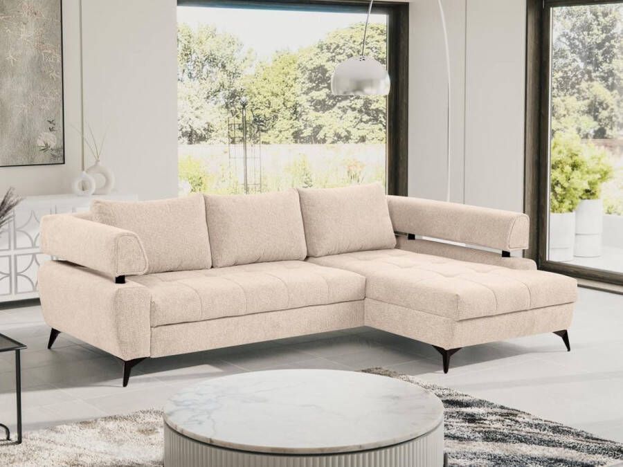 PASCAL MORABITO Hoekslaapbank met hoek rechts van beige stof met textuur AMARONI van Pascal Morabito L 267 cm x H 90 cm x D 188 cm - Foto 2