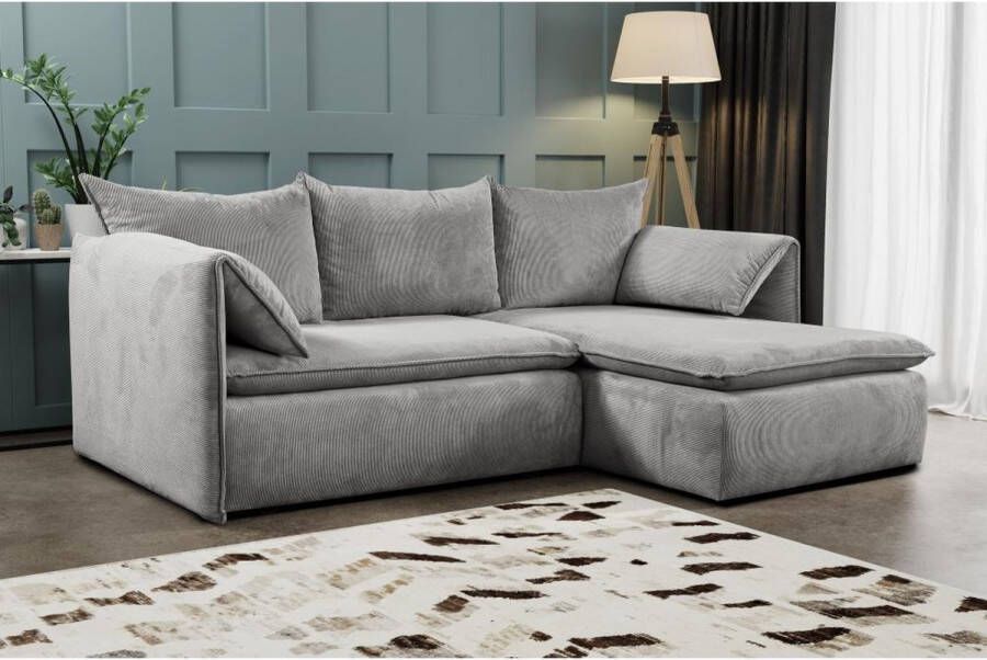 Hoekslaapbank TEODORA van PASCAL MORABITO Ribfluweel Grijs Hoek rechts L 230 cm x H 91 cm x D 166 cm - Foto 4