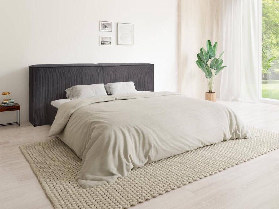 Pascal Morabito Hoofdbord 220 cm Ribfluweel Antracietgrijs TIMANO van L 226 cm x H 90 cm x D 30 cm - Foto 3