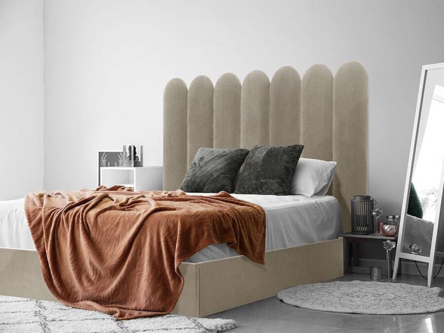 Pascal Morabito JAPI wandpaneel hoofdbord 210 cm Fluweel Beige van L 210 cm x H 130 cm x D 5 cm - Foto 2