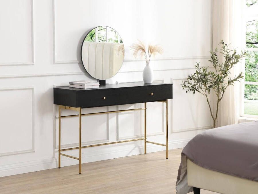 Pascal Morabito Kaptafel met spiegel en 2 lades Mdf en staal Zwart en goud MILAVIA van L 120 cm x H 138 cm x D 40 cm - Foto 2