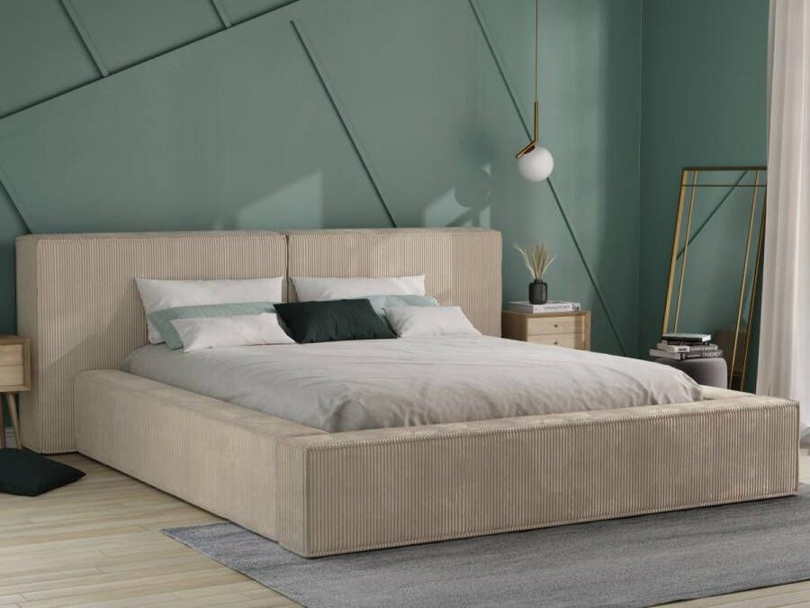 Pascal Morabito Kofferbed 180 x 200 cm Corduroy Beige TIMANO van L 246 cm x H 90 cm x D 252 cm