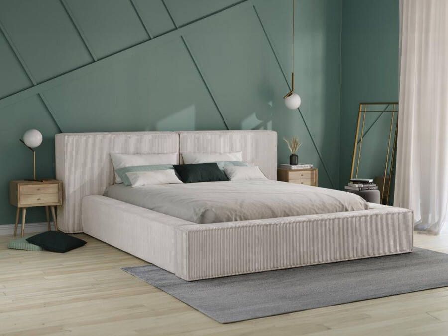 Pascal Morabito Kofferbed 180 x 200 cm Corduroy Beige TIMANO van L 246 cm x H 90 cm x D 252 cm - Foto 2