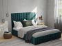 Pascal Morabito Kofferbed en hoofdbord met verticale stiksels 160 x 200 cm Fluweel Eendblauw LARALI van L 174 cm x H 120 cm x D 215 cm - Thumbnail 3