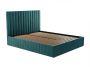 Pascal Morabito Kofferbed en hoofdbord met verticale stiksels 160 x 200 cm Fluweel Eendblauw LARALI van L 174 cm x H 120 cm x D 215 cm - Thumbnail 2