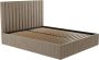 Pascal Morabito Kofferbed met hoofdbord met verticale naden 140 x 190 cm Velours Taupe LARALI van L 154 cm x H 120 cm x D 212 cm - Thumbnail 3