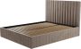 Pascal Morabito Kofferbed met hoofdbord met verticale naden 140 x 190 cm Velours Taupe LARALI van L 154 cm x H 120 cm x D 212 cm - Thumbnail 2