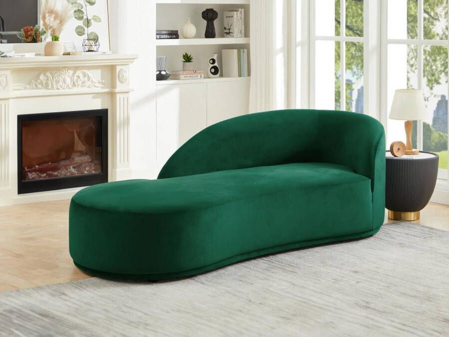 Pascal Morabito Linkse chaise longue met bekleding in groen fluweel – LONIGO van L 220 cm x H 76 cm x D 91 cm
