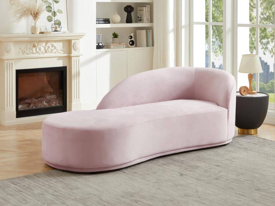 Pascal Morabito Rechtse chaise longue met bekleding in roze fluweel – LONIGO van L 220 cm x H 76 cm x D 91 cm