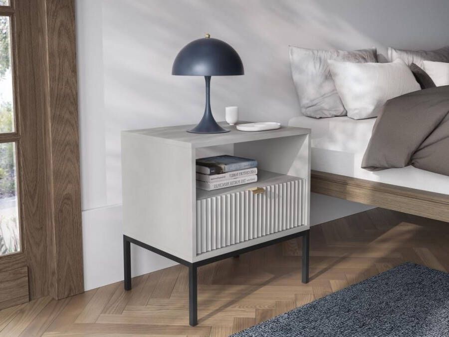 Pascal Morabito Nachtkastje 1 lade en 1 nis Grijs LIOUBA van L 54 cm x H 56 cm x D 39 cm - Foto 6