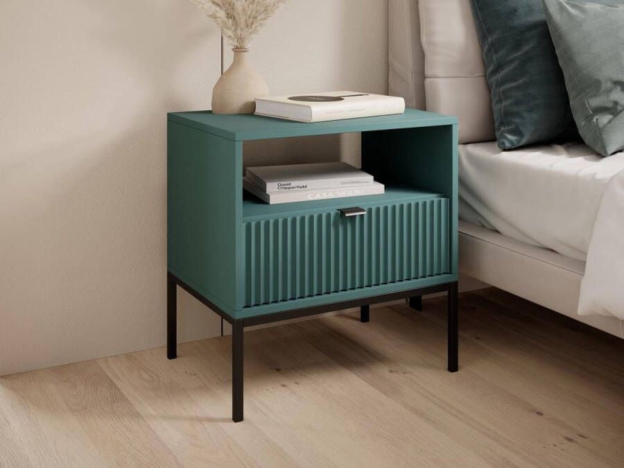 Pascal Morabito Nachtkastje met 1 lade en 1 nis Smaragdgroen LIOUBA van L 54 cm x H 56 cm x D 39 cm - Foto 2