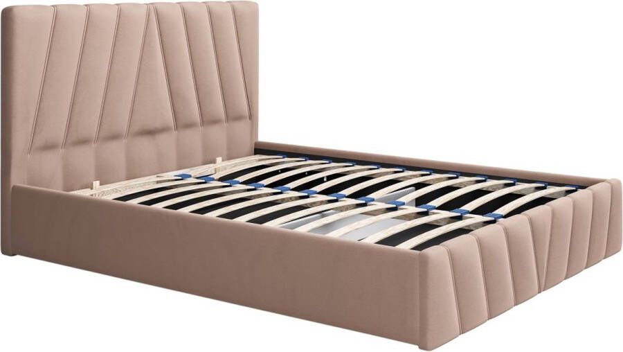 Pascal Morabito Bed met opbergruimte 160 x 200 cm Fluweel Beige LIDAMA van L 173 cm x H 104 cm x D 210 cm