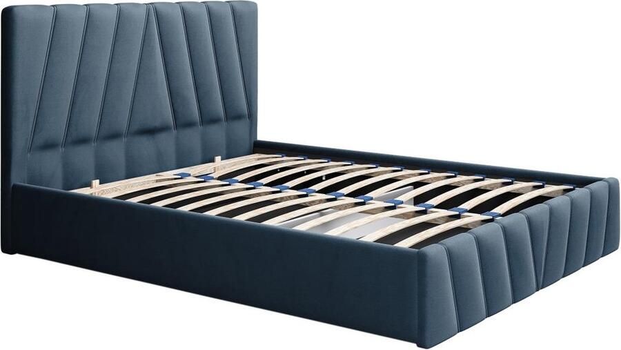 Pascal Morabito Bed met opbergruimte 160 x 200 cm Fluweel Blauw LIDAMA van L 173 cm x H 104 cm x D 210 cm - Foto 2