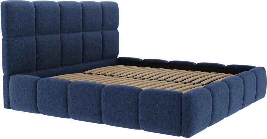 Pascal Morabito Bed met opbergruimte 140 x 190 cm Stof met textuur Nachtblauw DAMADO van L 170 cm x H 95 cm x D 221 cm