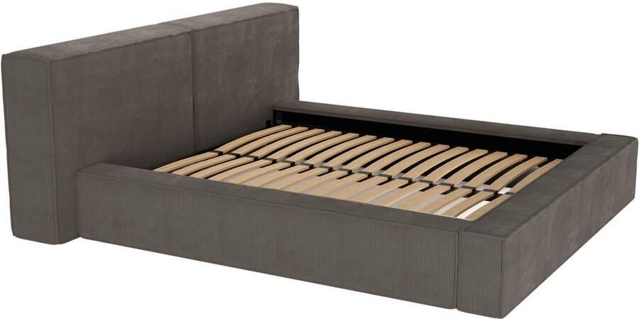 Pascal Morabito Bed met opbergruimte 200 x 200 cm Ribfluweel Taupegrijs TIMANO van L 266 cm x H 90 cm x D 252 cm - Foto 2