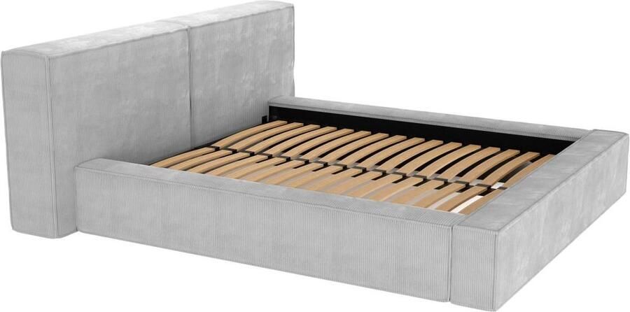 Pascal Morabito Bed met opbergruimte 200 x 200 cm Velours Lichtgrijs TIMANO van L 266 cm x H 90 cm x D 252 cm - Foto 2