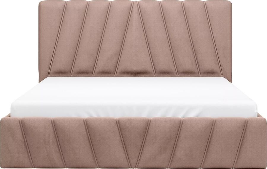 Pascal Morabito Bed met opbergruimte 160 x 200 cm Fluweel Beige LIDAMA van L 173 cm x H 104 cm x D 210 cm