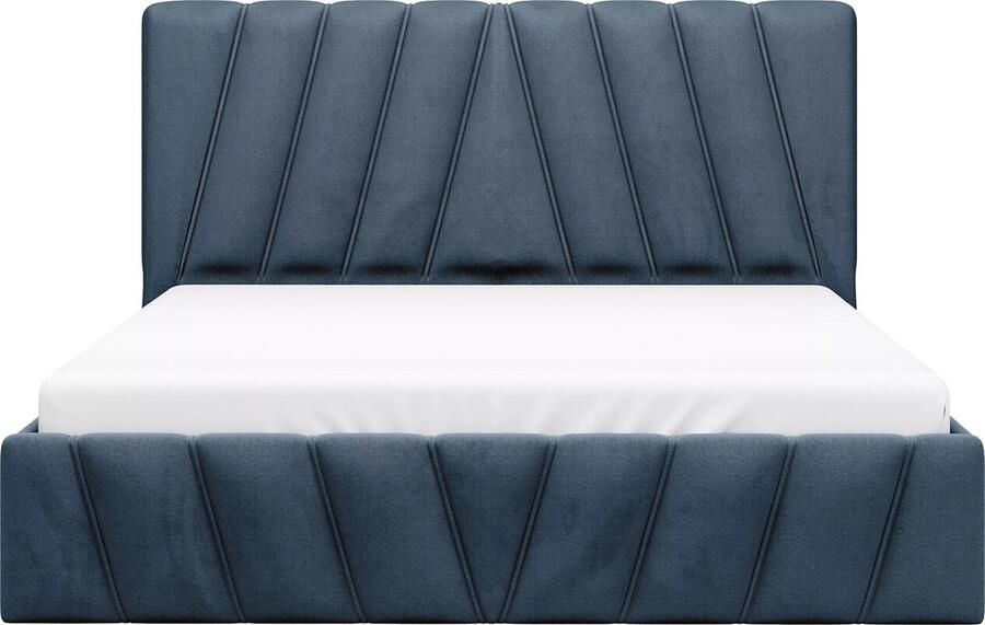 Pascal Morabito Bed met opbergruimte 160 x 200 cm Fluweel Blauw LIDAMA van L 173 cm x H 104 cm x D 210 cm