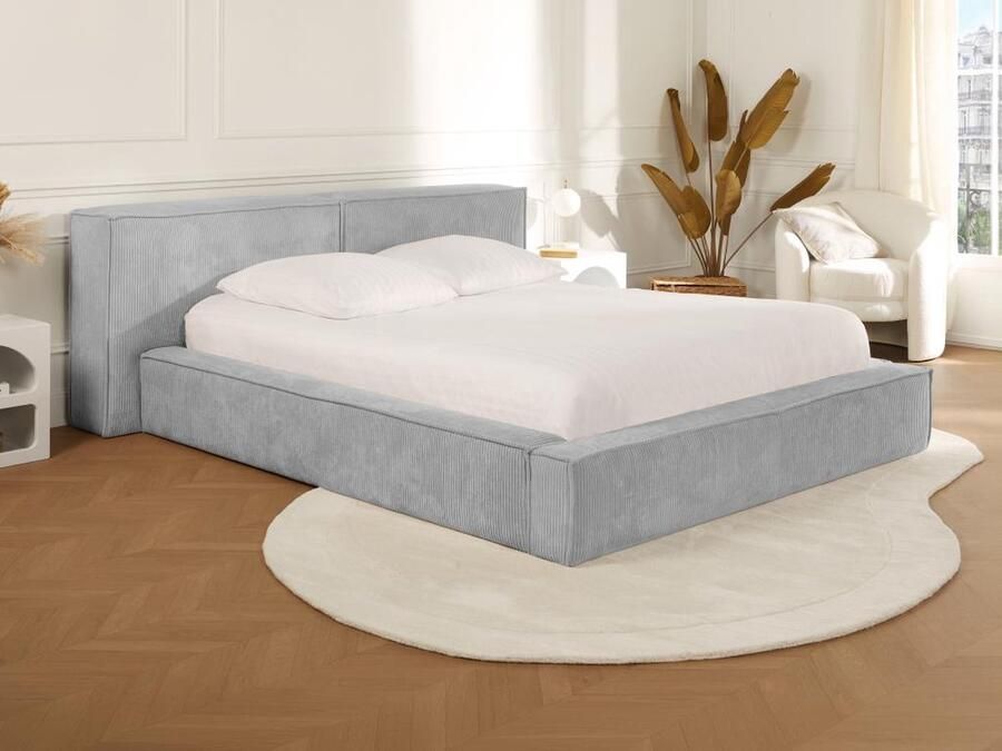 Pascal Morabito Bed met opbergruimte 200 x 200 cm Velours Lichtgrijs TIMANO van L 266 cm x H 90 cm x D 252 cm - Foto 3
