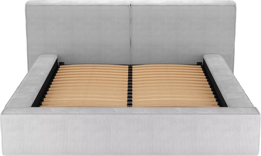 Pascal Morabito Bed met opbergruimte 200 x 200 cm Velours Lichtgrijs TIMANO van L 266 cm x H 90 cm x D 252 cm