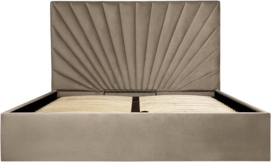 Pascal Morabito Bed met opbergruimte 180 x 200 cm Velours Taupegrijs RILIODA van L 193 cm x H 120 cm x D 214 cm - Foto 2