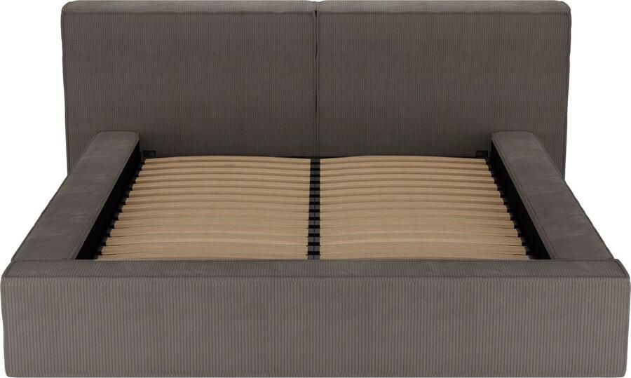 Pascal Morabito Bed met opbergruimte 200 x 200 cm Ribfluweel Taupegrijs TIMANO van L 266 cm x H 90 cm x D 252 cm