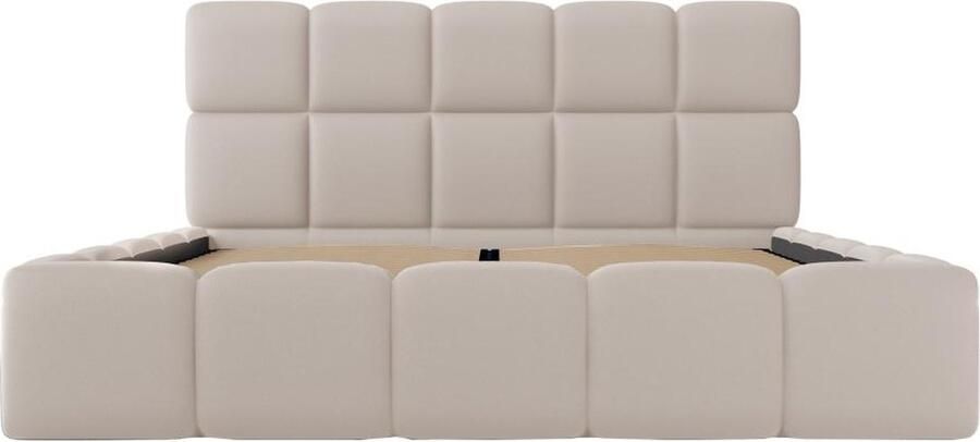 Pascal Morabito Bed met opbergruimte 140 x 190 cm Stof met leereffect Beige DAMADO van L 170 cm x H 95 cm x D 221 cm
