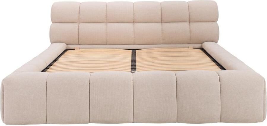 Pascal Morabito Bed met opbergruimte 200 x 200 cm Stof Beige FORVIK van L 244 cm x H 95 cm x D 255 cm