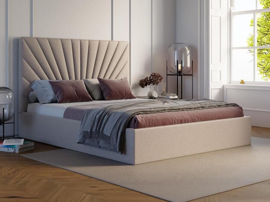 Pascal Morabito Bed met opbergruimte stof beige 180 x 200 cm