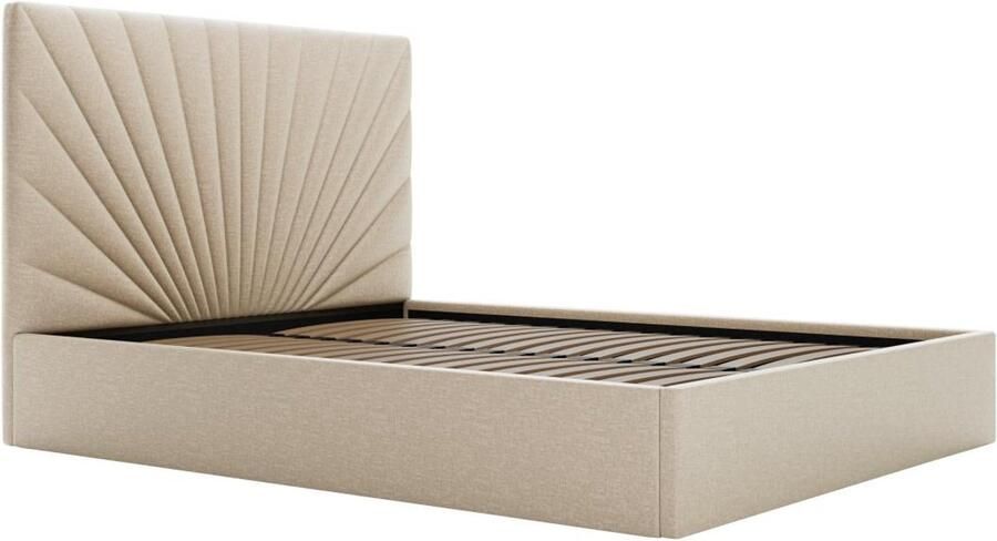Pascal Morabito Bed met opbergruimte 180 x 200 cm Stof Beige RILIODA II van L 193 cm x H 120 cm x D 214 cm