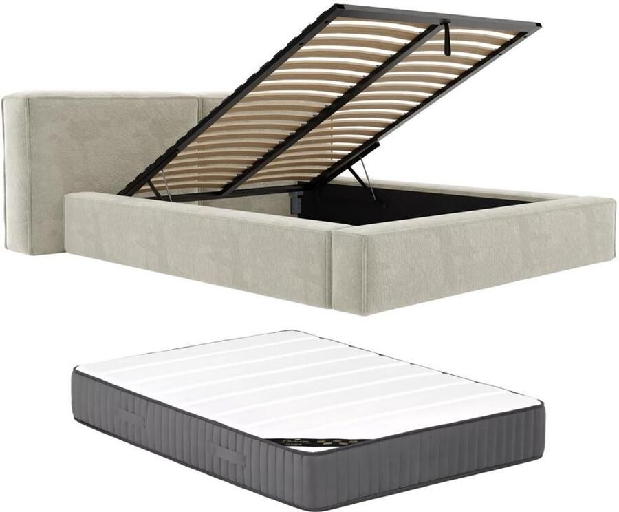 Pascal Morabito Bed met opbergruimte stof beige 140 x 190 cm
