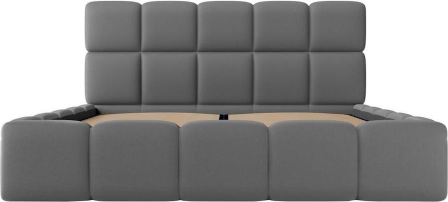 Pascal Morabito Bed met opbergruimte 160 x 120 cm Stof met leereffect Grijs DAMADO van L 190 cm x H 95 cm x D 224 cm - Foto 2