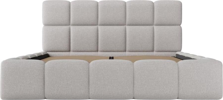 Pascal Morabito Bed met opbergruimte 180 x 200 cm Gechineerde stof Lichtgrijs DAMADO van L 210 cm x H 95 cm x D 221 cm