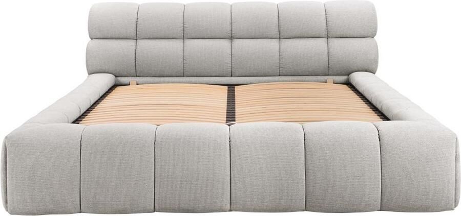 Pascal Morabito Bed met opbergruimte 180 x 200 cm Stof Lichtgrijs FORVIK van L 224 cm x H 95 cm x D 255 cm