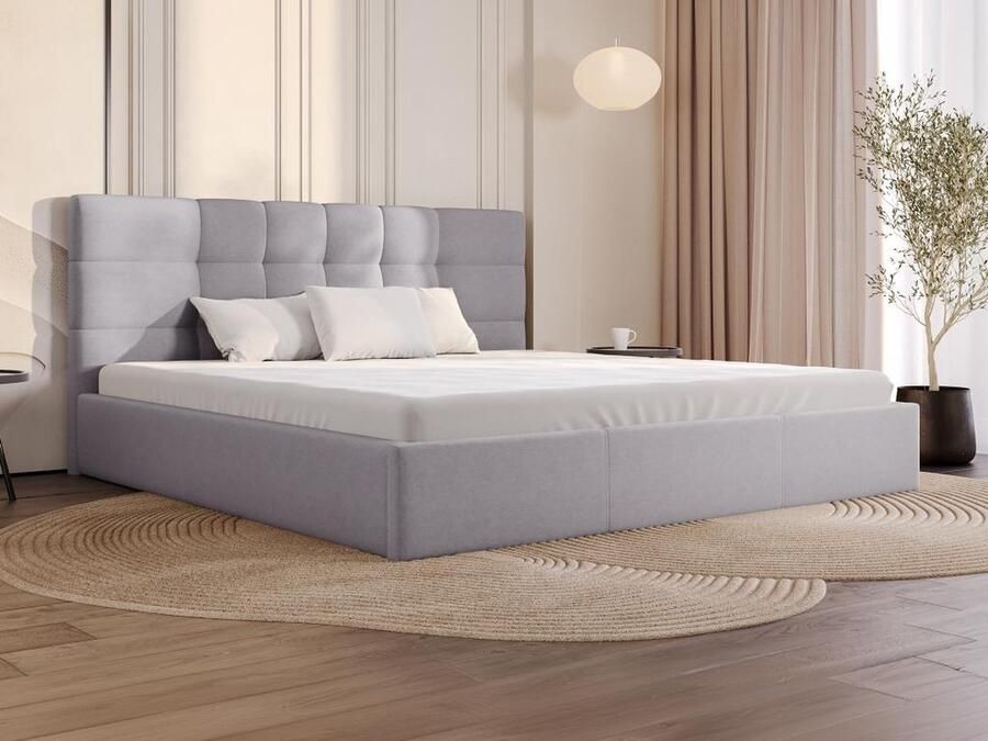 Pascal Morabito Bed met opbergruimte 200 x 200 cm Stof Grijs ELIAVA van L 213 cm x H 106 cm x D 210 cm - Foto 2