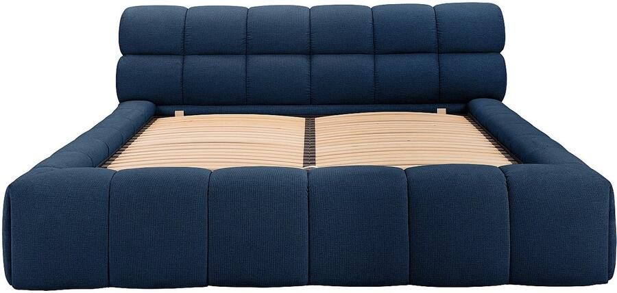 Vente-unique Bed met opbergruimte stof nachtblauw 160 x 200 cm