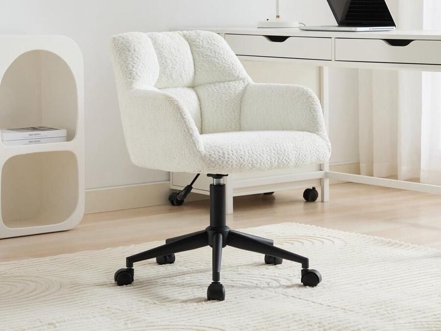 Pascal Morabito Bureaustoel Bouclé Wit en zwart Verstelbare hoogte PEGA van L 59 cm x H 86 cm x D 60 cm - Foto 3