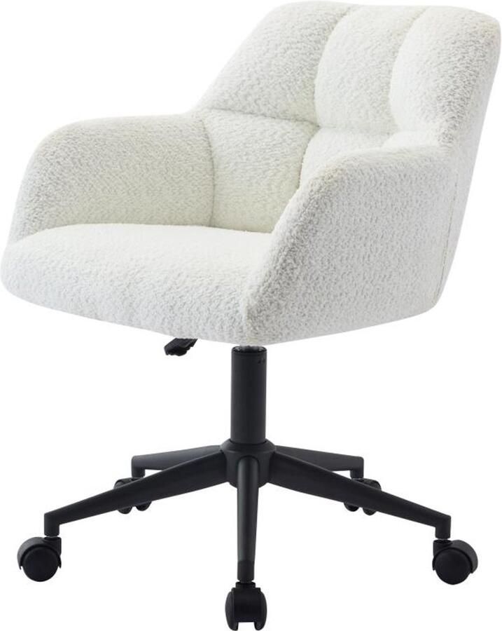 Pascal Morabito Bureaustoel Bouclé Wit en zwart Verstelbare hoogte PEGA van L 59 cm x H 86 cm x D 60 cm