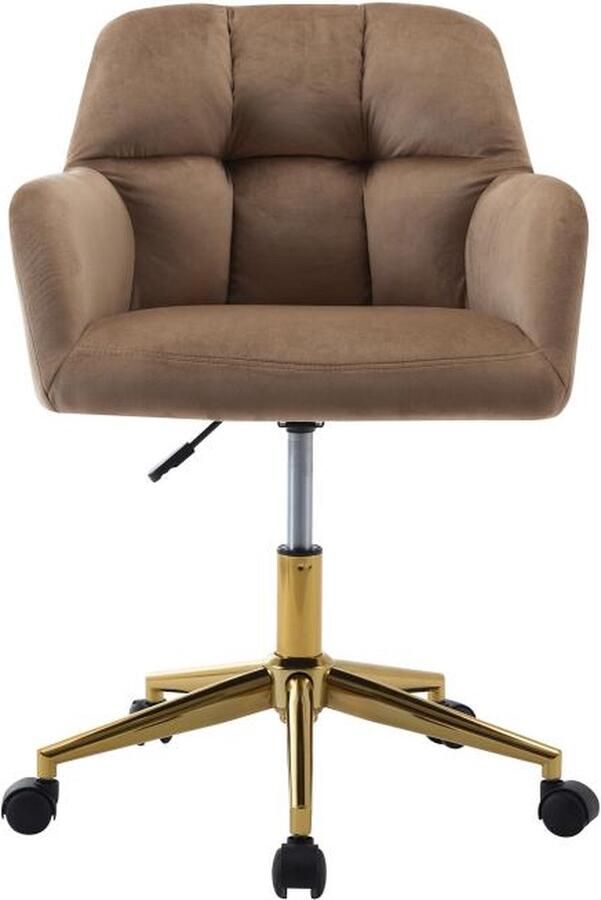 Pascal Morabito Bureaustoel Fluweel Beige en goudkleurig Verstelbare hoogte PEGA van L 59 cm x H 86 cm x D 60 cm