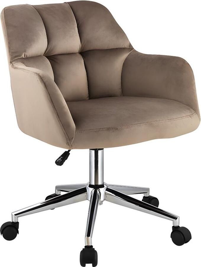 Pascal Morabito Bureaustoel Fluweel Beige Verstelbare hoogte PEGA L 59 cm x H 86 cm x D 60 cm